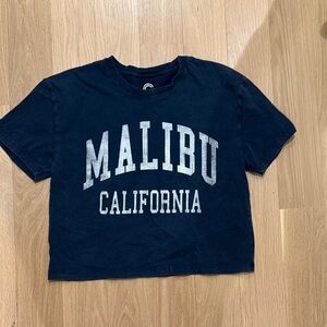 Malibu California Navy Crop Top